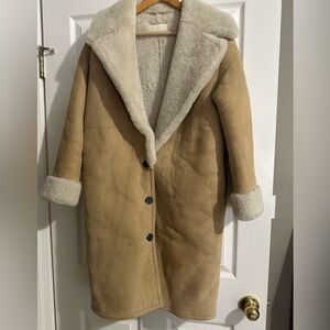 Nili Lotan Lenon Genuine Shearling Coat in Beige, Size XS